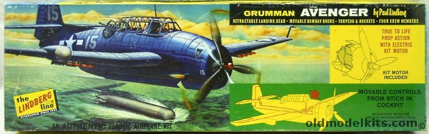 Lindberg 1/48 Grumman TBF Avenger with Movable Control Surfaces from the Cockpit and Motorized Prop, 527M-198 plastic model kit